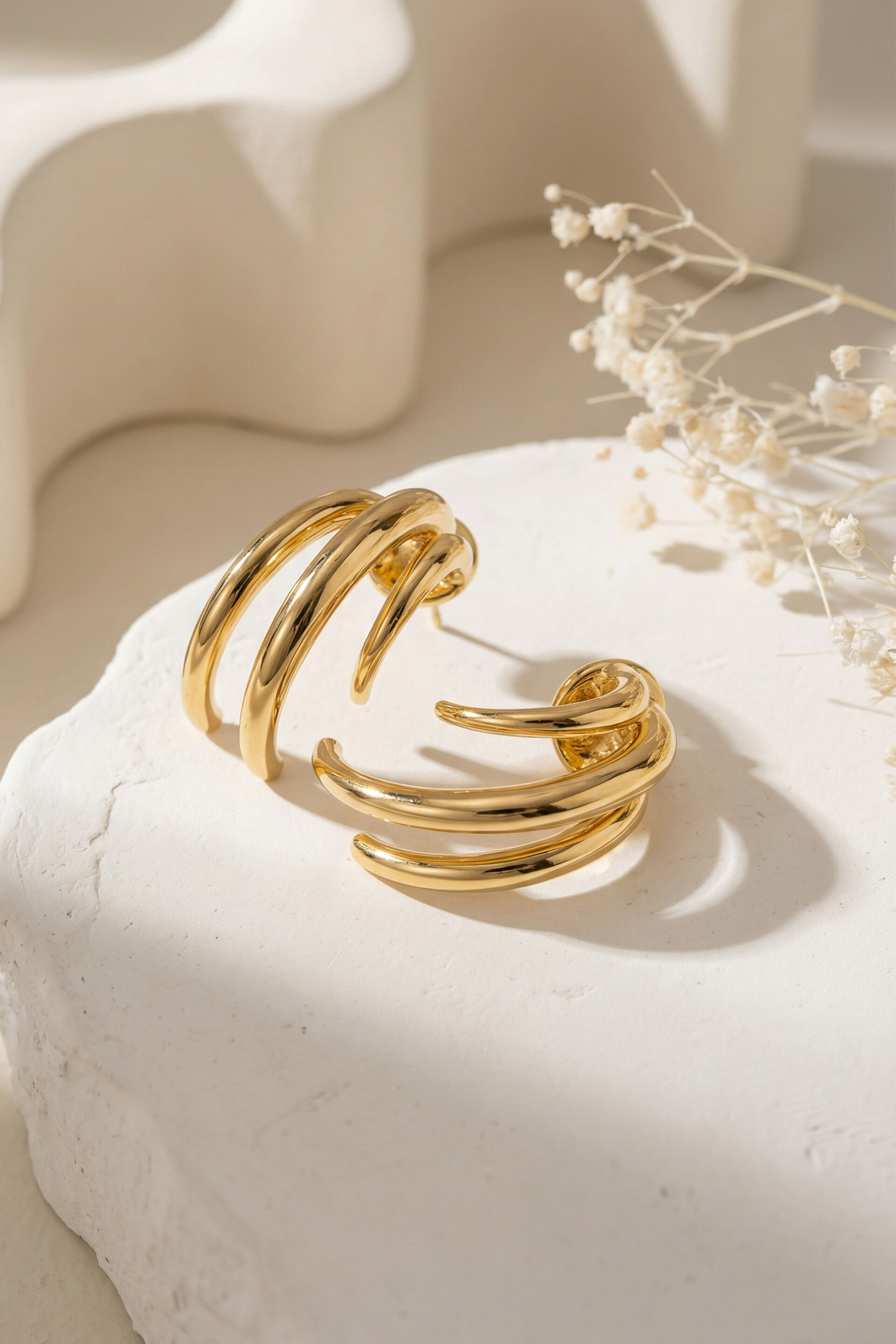 Gina Golden Hoop Earrings, , image 3